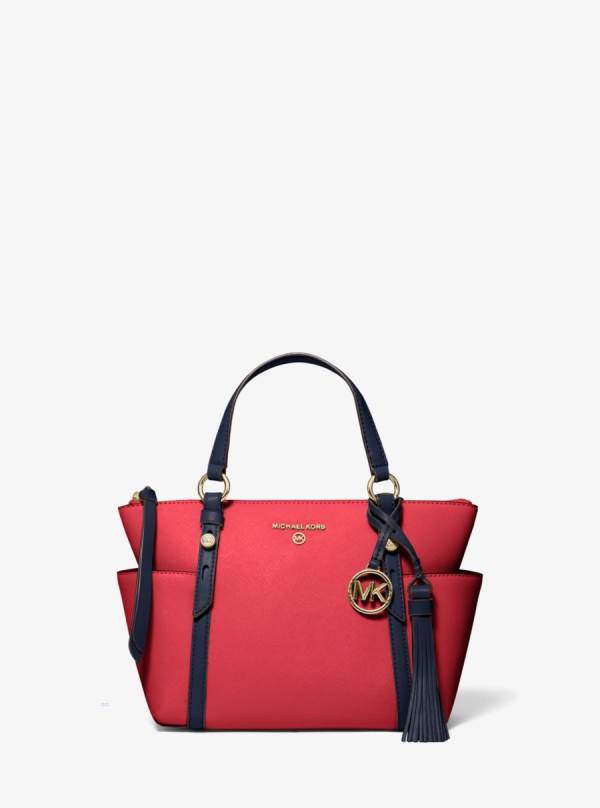 Damske Prenosná Taška Michael Kors Sullivan Small Two-Tone Saffiano Leather Top-Zip Námornícka Modrá Viacfarebný - Kabelky Michael Kors Vypredaj | NZOQF-9615